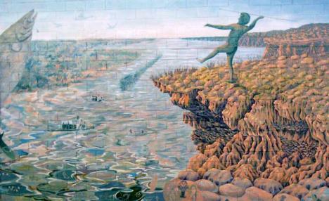 Ngurunderi bei der Erschaffung des Murray Rivers